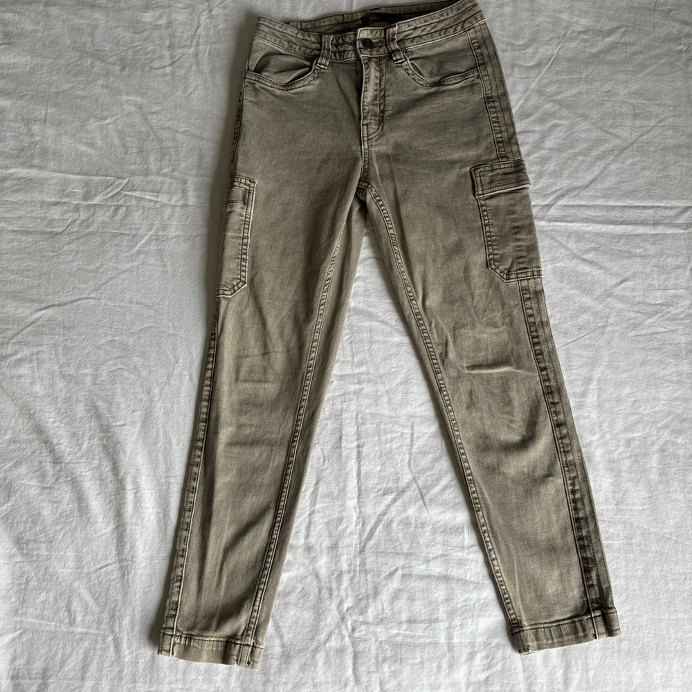 Prana Dollia Pants Womens Gray Mid Rise Envelope Cargo Pockets Size 6